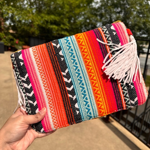 Bohemian Envelope Wristlets Banjara Clutch Multi Color With tassels - Picture 5 of 6